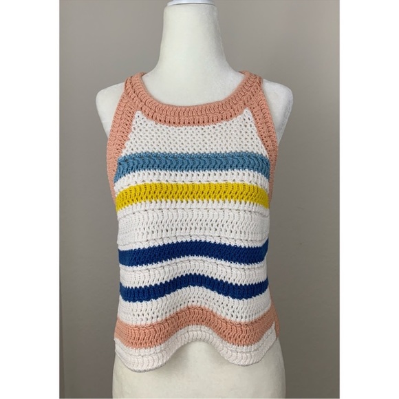 BCBG striped crochet top- NWT - Picture 3 of 6